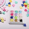 18*18 Folhas Coloridas Pintadas Coração Furo Reto Acrílico Coração de Pêssego Corrente para Celular DIY Corrente para Bolsa de Mão Acessórios com Contas Material