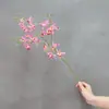 Orquídea Phalaenopsis Artificial de Tallo Único con Tacto Real, Orquídea Araña Cattleya para Boda y Decoración del Hogar, Flores Artificiales Directamente de la Fábrica Fuente