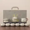 Juego de Té Kung Fu de Cerámica Fuzhu Ru, Caja de Regalo para Ancianos y Amigos, Tetera Xishi de Cerámica de Alta Gama y Tazas de Té