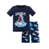 Roupa de Casa para Meninos Transfronteiriça Europeia e Americana Algodão Puro Costela Manga Curta Shorts Conjunto de Pijama Infantil de Comércio Exterior Cartoon para Meninas