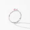 Anillo de Corazón Rosa Dulce con Esmalte y Circonita de Plata de Ley S925 Japonés y Coreano Diseño de Nicho Anillo de Dedo Índice de Gama Alta
