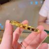 Nuevo Pulsera de Oro Blindada No se Desvanece Trébol de Cuatro Hojas Boca Viva Empuje y Tire Pulsera Sólida de Oro Real Joyería de Boda para Novia