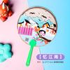 Abanico de poesía con diseño de dibujos animados, pequeño y creativo, redondo, estilo nacional, hecho a mano.