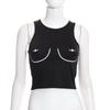 BX49044 Verão Novo Gola Redonda Pulôver Sem Mangas Estampado Umbigo Casual Europeu e Americano Feminino Top Colete