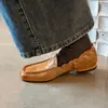 Mocasines de Cuero Vacuno de Primera Capa para Mujer, Zapatos Planos, Nuevo Estilo Primavera Temprana, Cuero Genuino, Punta Redonda, Cuero Suave Envejecido, Zapatos de Corte Medio Individuales para Mujer