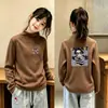 Blusa de base para meninas outono e inverno média e grande crianças meninas bebê roupa íntima gola alta estilosa infantil quente top t