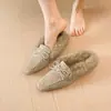 Pantuflas retro para mujer con altura aumentada, calzado de invierno para exteriores 2026, puntera cuadrada, lazo, sin cordones, forradas de felpa, pantuflas de algodón de punta cerrada