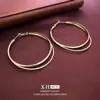 Brincos de Argola Dupla Estilo Francês Moda de Nicho Brincos de Linha Minimalistas Brincos de Argola Lisa Exquisitos para Meninas Spicy