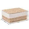 Cesta de armazenamento tecida à mão, caixa de armazenamento para lanches, cesta de bambu, cesto de roupa suja, caixa de armazenamento grande para calças