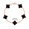 Pulsera de Trébol de Cuatro Hojas y Cinco Flores CNC Oro V Delgado Flor Nueva Edición Artesanía Fina Cadena Gruesa de Nueve Secciones Pulsera de Trébol de Cuatro Hojas de Nácar Blanco Natural