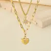 Moderna y Sencilla Cadena para Clavícula con Colgante de Corazón Apilado de Doble Capa de Acero Inoxidable Estrella de Seis Puntas Collar de Alta Gama para Mujeres