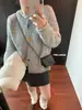 Cardigan de Lã de Alpaca Tricotado Estilo Coreano 2025 Novo Inverno Estilo Suave Botões Coloridos para Mulheres, Suéter Casaco Emagrecedor Estilo Preguiçoso