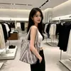 El Primer Bolso Tejido Transfronterizo Nuevo, Bolso Tejido con Letras Resistente al Desgaste, Bolso de Mujer de Gran Capacidad, Bolso Cruzado de Color Sólido de un Solo Hombro