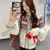 Chaqueta de punto con capucha para mujer, ambiente navideño y de Año Nuevo, suéter grueso, cómodo y amigable con la piel, top moderno estilo universitario para otoño e invierno