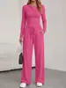 Traje casual asimétrico de diseño transfronterizo europeo y americano 2026 primavera y otoño para mujer, pantalones de pierna ancha de manga larga, ropa deportiva para múltiples ocasiones