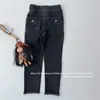 Jeans Skinny de Lápiz de Color Sólido Otoño Nuevo Estilo Coreano para Niñas de Cintura Alta Ajustados