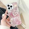 Funda para iPhone 15 Pro Max de IMD para Apple, de alta gama para niña, funda protectora con pulsera de amor tridimensional