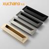 Aleación de zinc Nórdico negro minimalista cajón taquilla manija de cocina armario entrega de una pieza manija de hebilla oculta