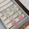 Aretes franceses delicados retro de cristal rosa con forma de flor para mujer aguja de plata s925 diseño de nicho aretes elegantes de alta gama