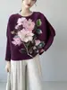 Ropa para Mujer Tallas Grandes para Mujeres Gordas, Corte Holgado, Camiseta Elegante de Manga Larga Adelgazante, Estampada con Perlas, Elegante, Rejuvenecedora, Top Plisado, Ropa para Mamá