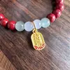Pulsera de Cinabrio Natural de Bajo Contenido en Atracciones Turísticas, Arena Dorada Púrpura, Estilo Chino Regalos para Transmisiones en Vivo, Fabricantes Mayoristas Pueden Enviar en Nombre de Otros