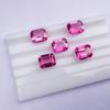 Topázio rosa natural retangular corte avó pequeno anel octogonal superfície pedra nua ouro K embutido joia pingente anel