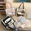 Bolsa tiracolo de grande capacidade feminina estilo coreano, bolsa de ombro fofa para estudantes do ensino fundamental e médio, bolsa tote estilo faculdade, moderna