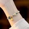 Pulsera de Hebilla Ping An con Eslabones de Anillo, Diseño de Nicho, Tejida con Perlas, Cuerda de Mano, Regalo de San Valentín para Novia