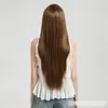 Peluca Larga Recta Color Miel Marrón Transfronteriza con Flequillo Mechones Realistas Peluca de Cabeza Completa para Mujer Estilo Natural Lista para Usar y Estilizable