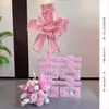 Decoración de Habitación de Boda Bata Rosa Tul Área de Fotos Pared de Fondo Señal Doble Felicidad Tablero Kt Corbata de Moño Atmósfera Novia