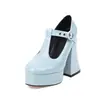 Novedad de Moda Versátil Zapatos de Tacón Alto Mary Jane Cuadrado Tacón Grueso Estilo Británico Retro Zapatos Pequeños de Cuero para Mujer
