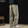"Veludo Cotelê" Estilo Old Money Calças Casuais Retas Masculinas Outono Inverno Novo Soltas Algodão Puro Peso Pesado Lavadas Tamanho Plus Calças Longas