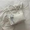 Bolsa Tote Poá com Laço Feminina 2026 Nova Grande Capacidade de Mão e Ombro Versátil Bolsa para Estudante Escola Viagem
