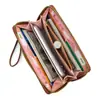 Bolsa de mão transfronteiriça, em estoque, estilo longo, com textura de padrão lichia, carteira feminina com design de coração, simples e minimalista, grande capacidade, e múltiplos compartimentos para cartões, perfeita como porta-moedas de mão