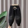 Outono e Inverno Roupas Masculinas, Femininas e Infantis Jeans Estilo Western Infantil Personalizado Marca Tendência Estilo Coreano com Forro de Lã Calças Harem Grossas
