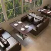 Juego de muebles de cafetería estilo retro, que incluye mesas, sillas y sofás, adecuado para tiendas de té de leche, bares, hoteles y áreas de recepción; asientos de cabina modernos de mediados de siglo