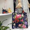 Bolsa de Compras Plegable Nueva Supermercado Transfronteriza Bolsa Tote Portátil de Tela Floral Bolsa Tote de Compras de Supermercado Bolsa de Comestibles