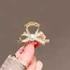 Pinza de agarre con lazo de perlas dulces estilo coreano para mujer, nuevo pasador de pelo, tamaño pequeño, pinza para el pelo, pinza de tiburón para la mitad del cabello