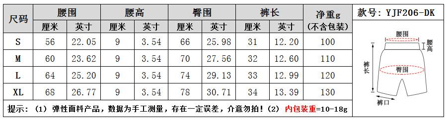 尺码图 - 1688 - 短裤
