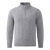2026 Nuevo Suéter de Punto para Hombre de Invierno con Media Cremallera, Punto Trenzado Vintage, Cuello Alto, Ropa de Punto, Talla Grande, Camiseta Básica Casual