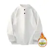 Sudadera estilo americano con cuello Henry para hombre, otoño/invierno 2025, polo de alta gama, camiseta de manga larga, top base para mujer
