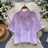 Camisa amarilla de rayas de manga corta estilo coreano para mujer, de verano, corte holgado, adelgazante, top versátil y elegante, nuevo modelo 2026