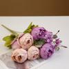 Flor Artificial de Peonía Hilada con Núcleo de 13 Cabezas Estilo Europeo Transfronterizo Flor Artificial de Boda Decoración de Mesa para Sala de Estar Hogar Ramo Artificial