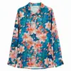 2026 Nova Camisa Elegante Feminina Estampada com Gola Reversível de Manga Longa Solta Plus Size para Comércio Exterior Transfronteiriço de Primavera e Outono