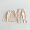 Outono 2024 Novo Estilo Coreano para Meninas de 1 a 8 Anos Pijama Fofo Floral Confortável Tesouro Feminino Roupas de Casa Princesa conjunto
