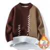 Nasa2025 Nuevo Tejido de Punto de Felpa Otoño e Invierno Ropa de Punto Cálida para Hombre Empalmado de Color Puro Tejido de Punto Empalmado