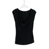 Blusa de tricô Huangzheng estilo coreano com decote drapeado suave para mulheres, verão 2026, elegante regata de base slim fit para usar em camadas