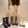 Botas de Lluvia Transfronterizas para Mujer, Estilo de Moda Nuevo Engrosado, Botas de Lluvia para Exteriores, Botas de Lluvia de Caña Media, Botas de Agua Antideslizantes, Zapatos Impermeables para Cocina para Mujer