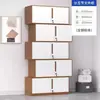 Estantería de acero con veta de madera, vitrina modular con puerta de cristal para el hogar, estudio u oficina, adecuada para almacenar documentos