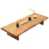 Conjunto de Mesa de Chá e Cadeiras de Madeira Maciça Japonesa Mesa Kangs Tatami Mesa de Café para Varanda Mesa para Sentar no Chão Mesa de Chá Baixa Zen Longa para Sala de Chá